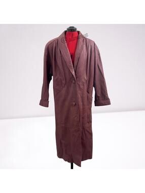 Jacqueline Ferrar Vintage Women's Genuine Leather Mauve Trenchcoat Size M